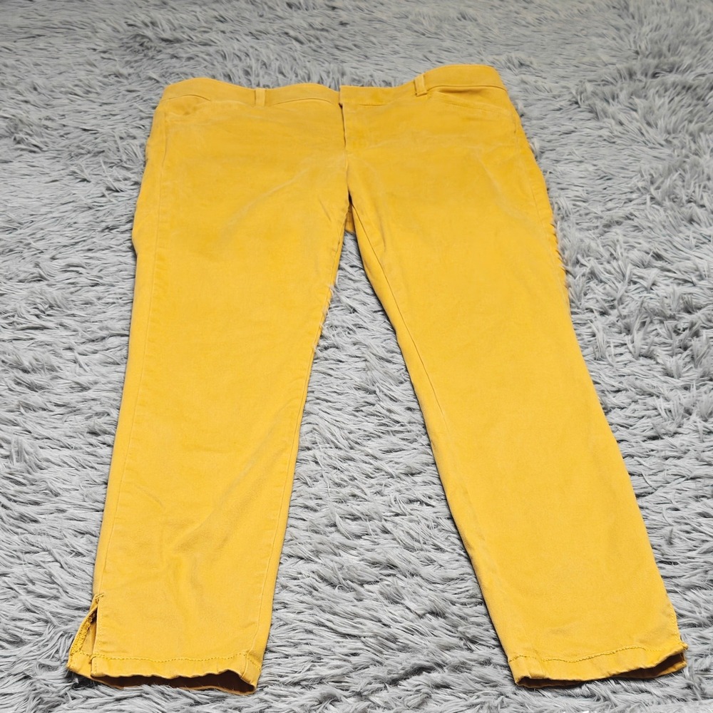 Loft Marisa Pants Womens 10 Yellow Skinny Fit Ankle Length Cotton Blend Mid Rise